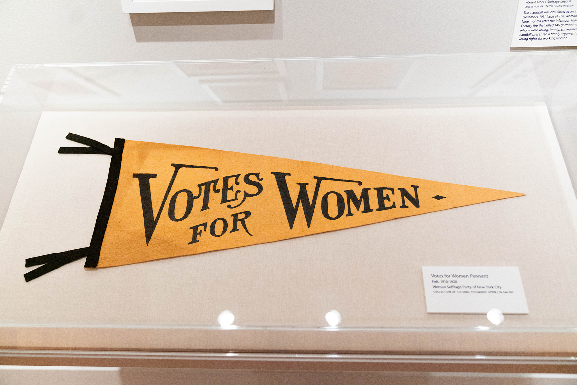 Votes for Women pennant in case