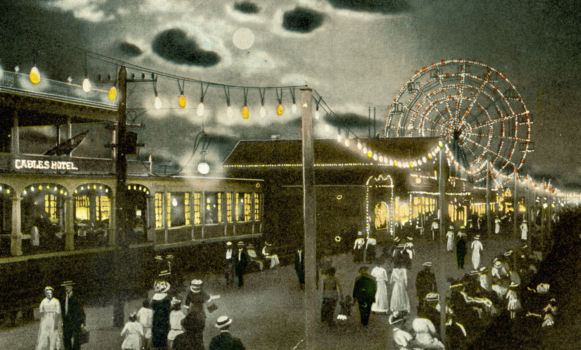 Night scene at midland beach postcard