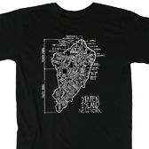 Black tshirt with white outline of Staten Island