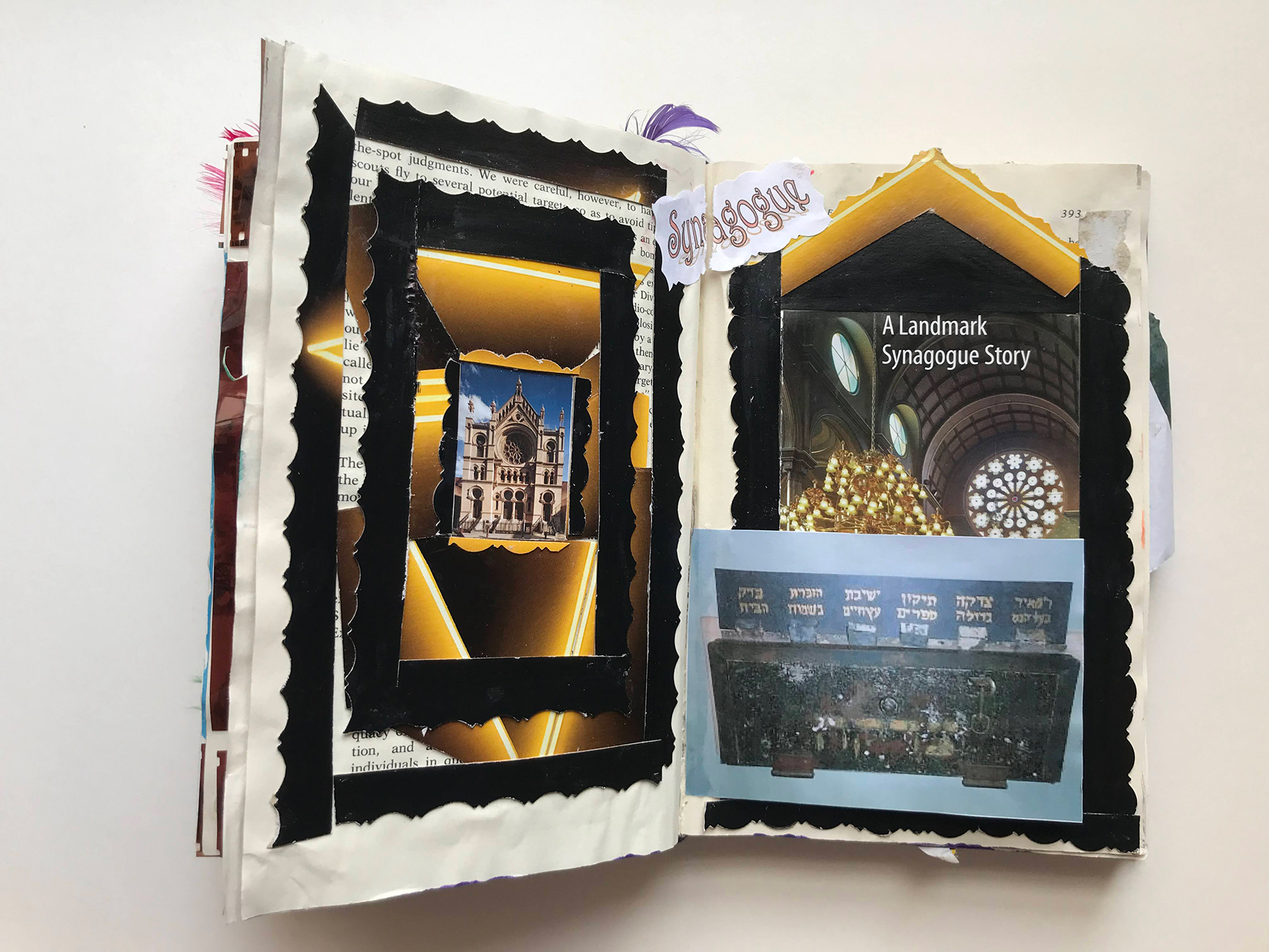A book that has been altered with collaged items